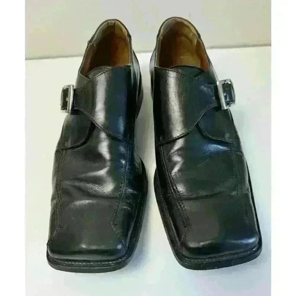 Stacy Adam’s Men’s Loafer 100% Leather man made balance Black Buckle Size 9 1/2
